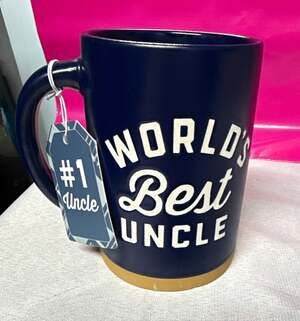 ÉCCOLO World's Best Uncle Navy Blue Ceramic Mug Microwave Safe NWT